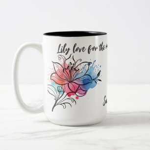 Watercolor Lily Floral Mug for Mum