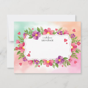 Watercolor Lily Grace Floral Stationery Thank You Card