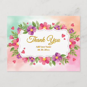 Watercolor Lily Grace Floral Stationery Thank You Postcard