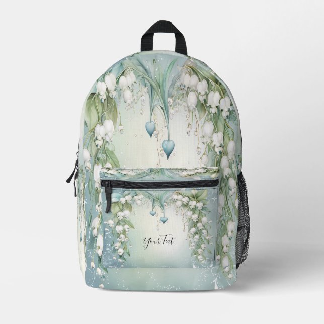 Watercolor Lily of the Valley Backpack Cut Sew Bag (Front)