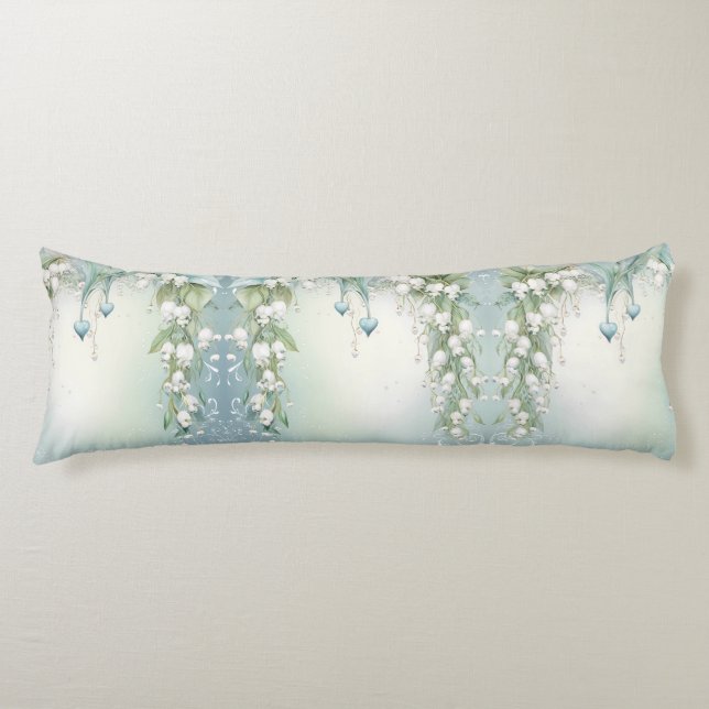 Watercolor Lily of the Valley Body Pillow (Front)