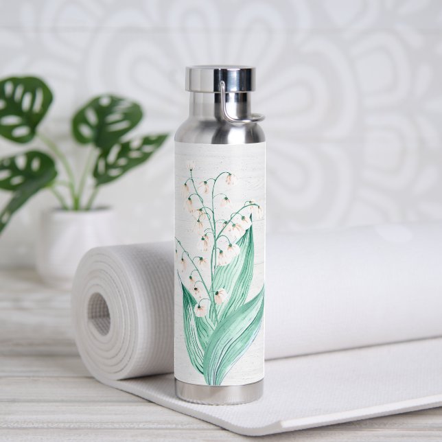 Watercolor Lily of the Valley Bouquet Water Bottle (Yoga)