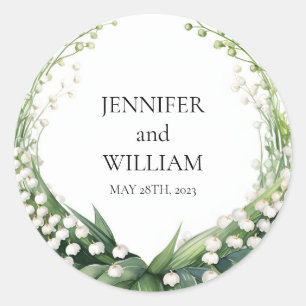 Watercolor Lily of the Valley Bridal Party Classic Round Sticker