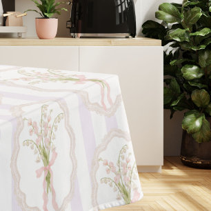 Watercolor Lily of The Valley Floral Botanical Tablecloth