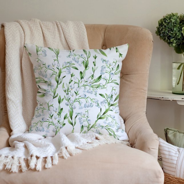 Watercolor Lily of The Valley Flowers Cushion (Creator Uploaded)