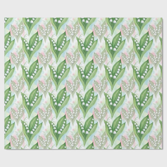 Watercolor Lily of the Valley Flowers  Wrapping Paper (Flat)