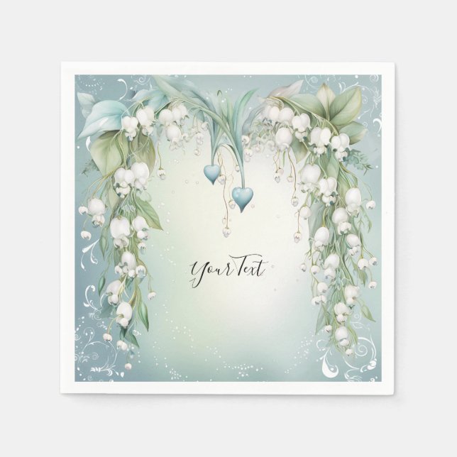 Watercolor Lily of the Valley Napkins (Front)