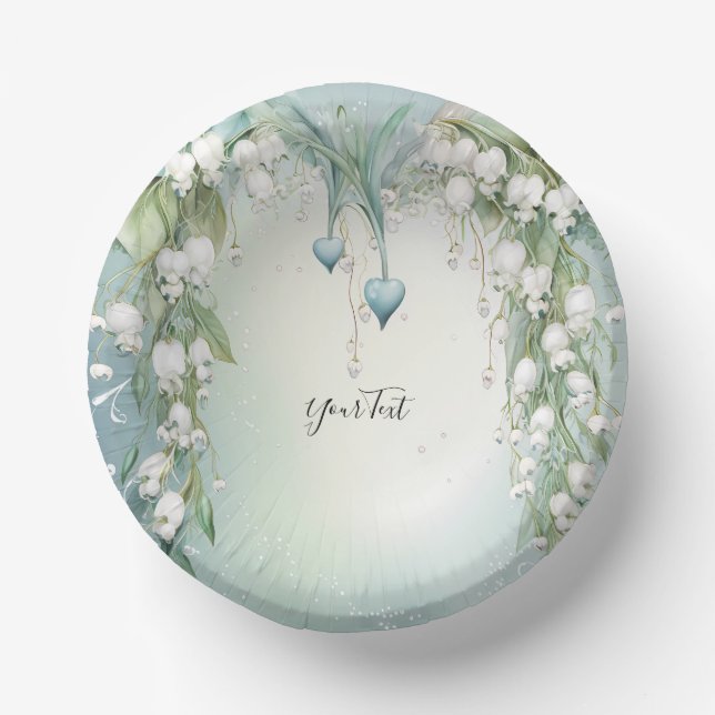 Watercolor Lily of the Valley Paper Bowl Paper Plate (Front)