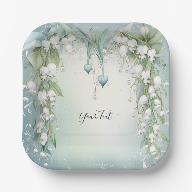 Watercolor Lily of the Valley Paper Plate (Front)