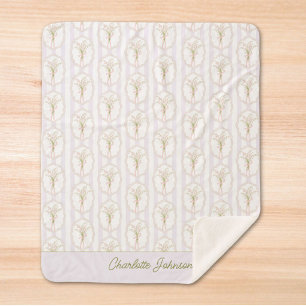 Watercolor Lily of The Valley Personalized Floral Sherpa Blanket