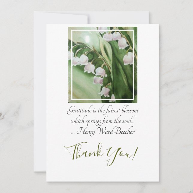 Watercolor Lily of the Valley Thank You Card (Front)