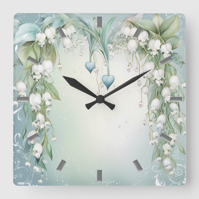 Watercolor Lily of the Valley Wall Clock (Front)