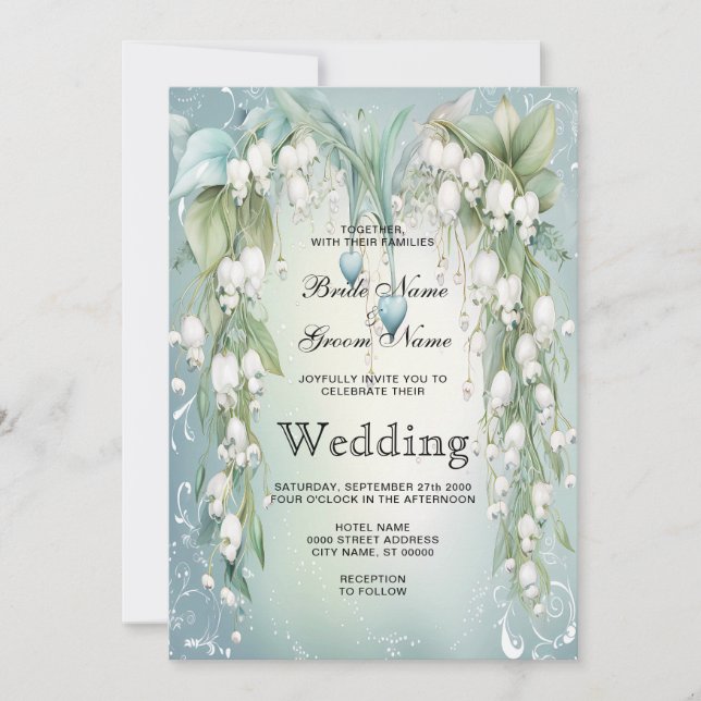 Watercolor Lily of the Valley Wedding Invitation (Front)