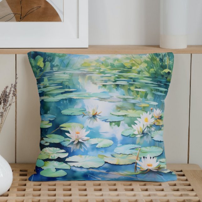 Watercolor Lily Pond Serenity Cushion (Creator Uploaded)