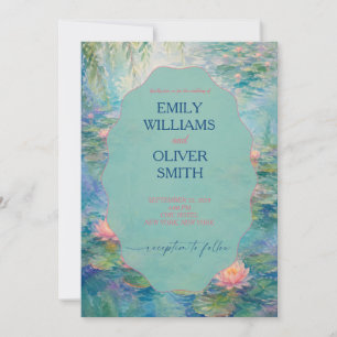 Watercolor Lily Pond Wedding Invitation