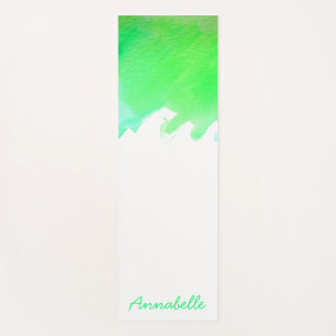 Watercolor lime green vibrant energetic art yoga mat