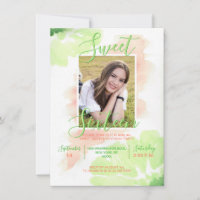 Watercolor Lime Pink Floral SWEET SIXTEEN 16