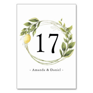 Watercolor Limoncello Greenery Floral  Table Numbe Number