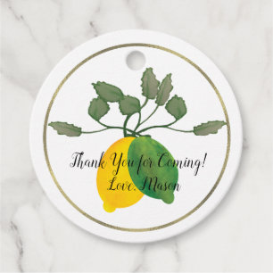 Watercolor Limoncillo Lemon Lime Foil Circular Mod Favour Tags