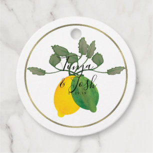 Watercolor Limoncillo Lemon Lime Wedding Favour Tags