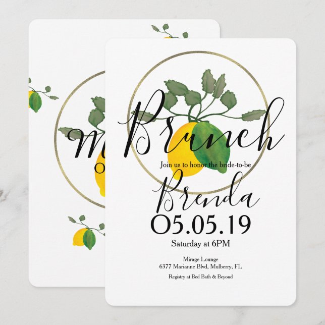 Watercolor Limoncillo Lime Lemon Invitation (Front/Back)