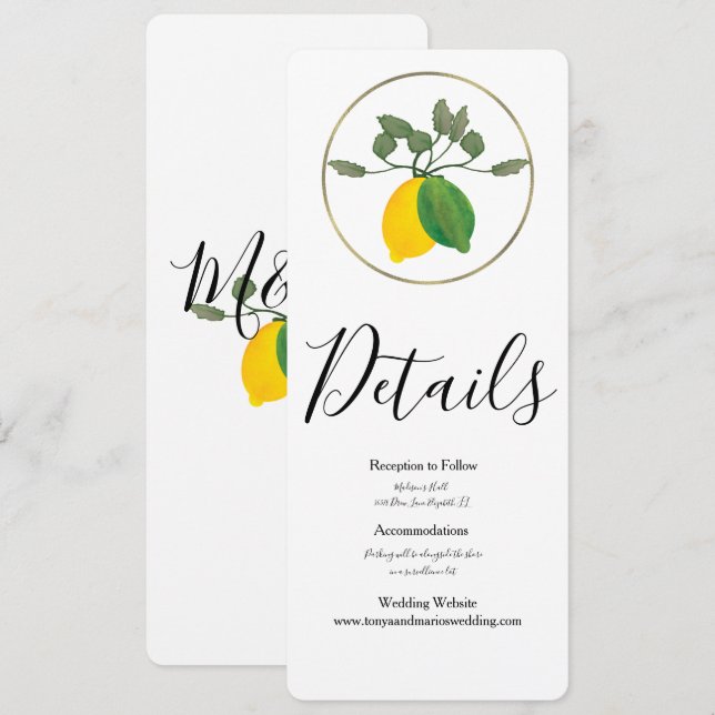 Watercolor Limoncillo Lime Lemon Invitation (Front/Back)