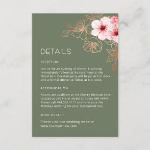 Watercolor Line Art Cherry Blossom Details Enclosure Card
