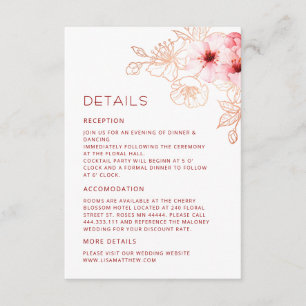 Watercolor Line Art Cherry Blossom Details Enclosure Card