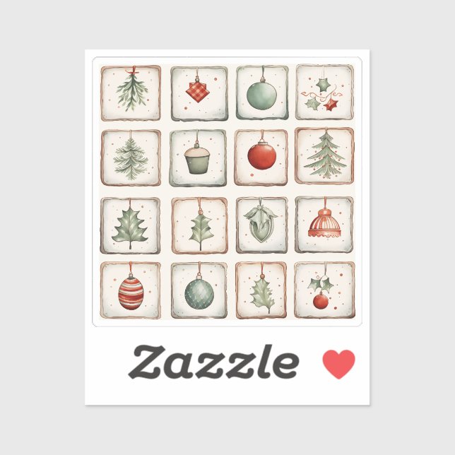 Watercolor Lineart Christmas Pattern (Sheet)
