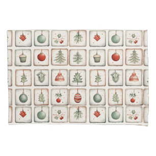 Watercolor Lineart Christmas Pattern Pillowcase