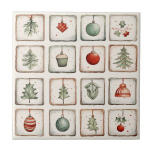 Watercolor Lineart Christmas Pattern Tile