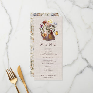 Watercolor Linen Wildflower Tea Party Menu 