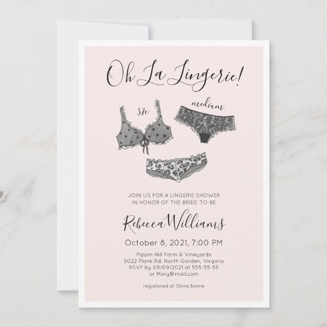 Watercolor Lingerie Shower Bridal Shower Invitation (Front)