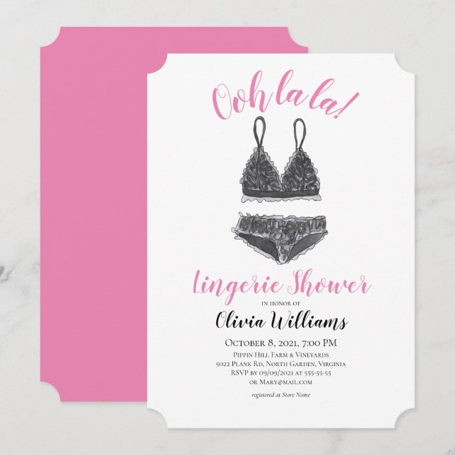 Watercolor Lingerie Shower Bridal Shower Invitation (Front/Back)