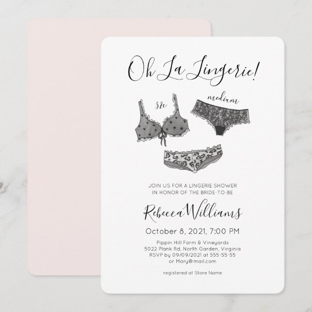 Watercolor Lingerie Shower Bridal Shower  Invitation (Front/Back)