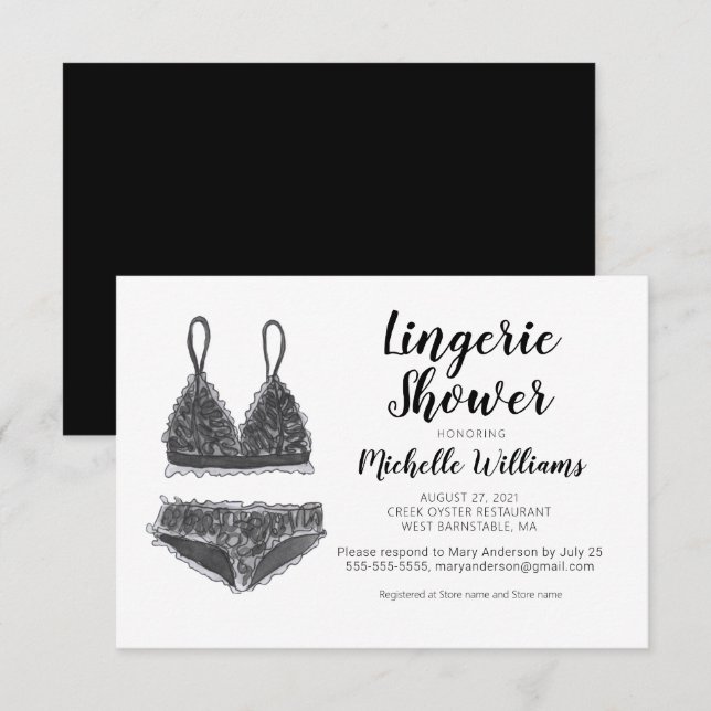 Watercolor Lingerie Shower Bridal Shower Invite (Front/Back)