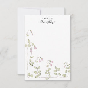 watercolor linnea flower note card with name