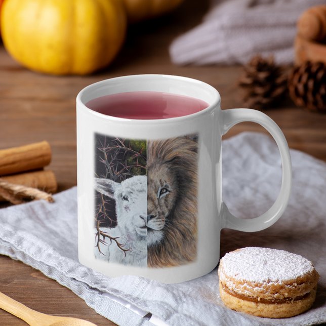 Watercolor lion and lamb mug, customisable  coffee mug (Creator Uploaded)