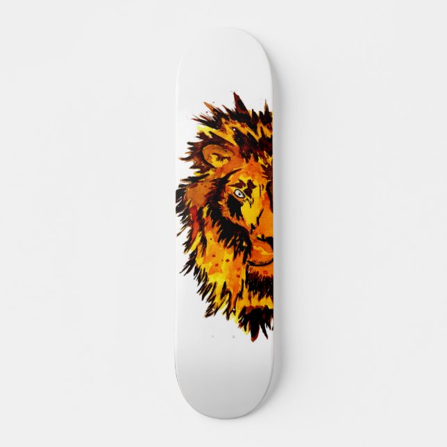 Watercolor Lion Half Face Skateboard (Front)