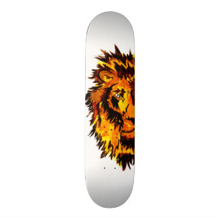 Watercolor Lion Half Face Skateboard
