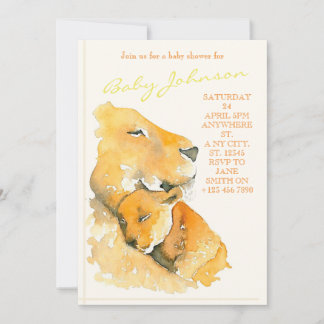 Watercolor lion invitation