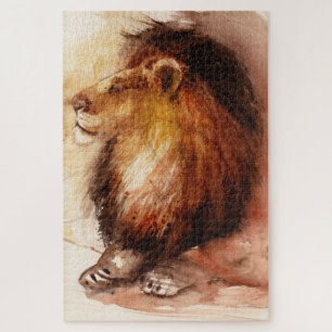 watercolor lion jigsaw puzzle