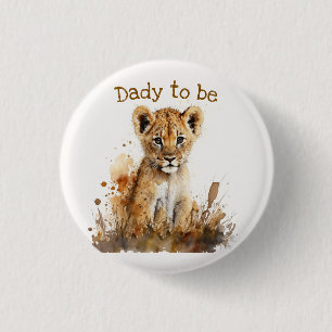 Watercolor Lion King`s Baby Shower 3 Cm Round Badge