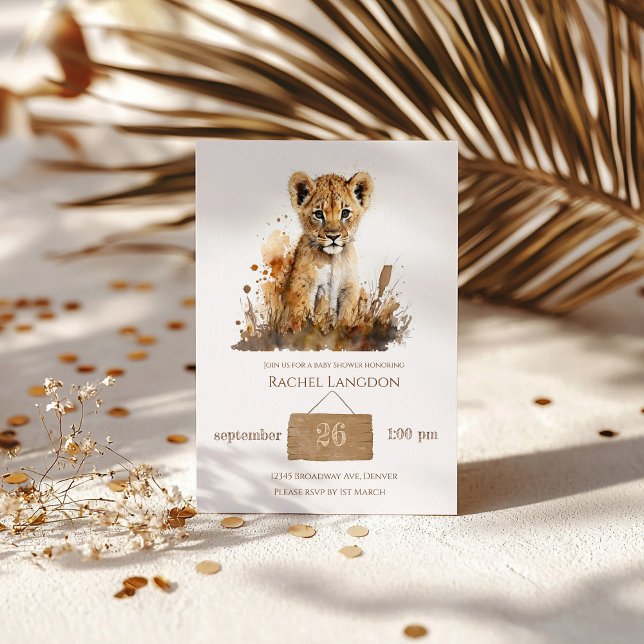 Watercolor Lion King`s Baby Shower Invitation (Creator Uploaded)