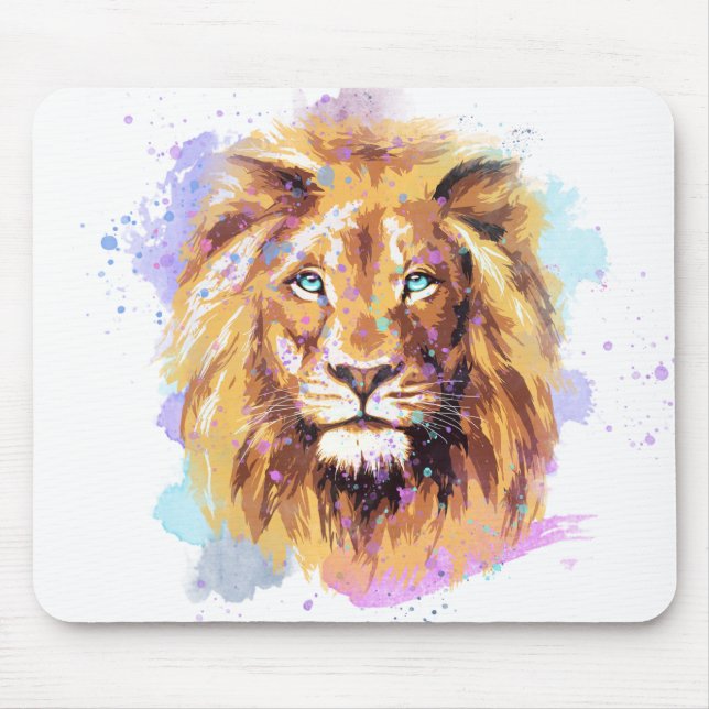Watercolor Lion Mouse Mat (Front)