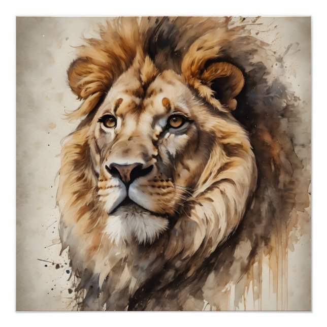 Watercolor Lion no 4 Poster (Front)
