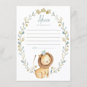 Watercolor Lion Prince Baby Shower Mum Advice Card
