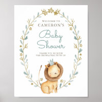Watercolor Lion Prince Baby Shower Welcome