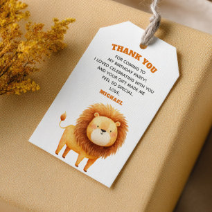 Watercolor Lion Safari 1st Birthday Thank You Gift Tags