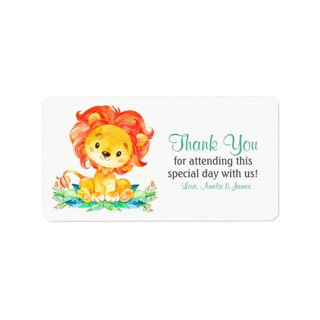 Watercolor Lion Thank You Label (Front)
